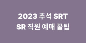 srt 예매 꿀팁